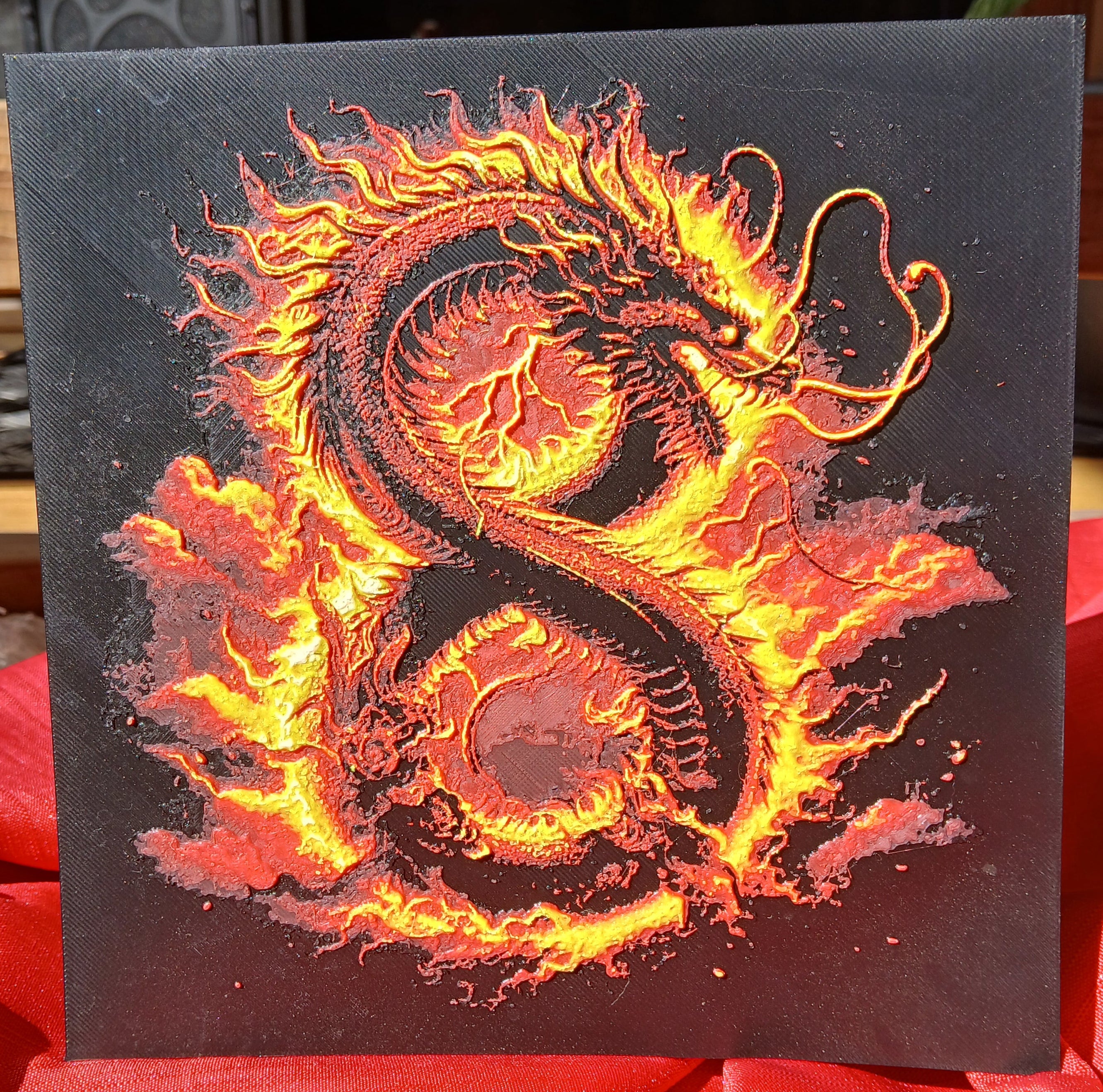 3D printed Flaming Snake Infinity Square 20 by 20