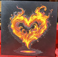 3D printed Flaming Heart Square 17 by 17 cm