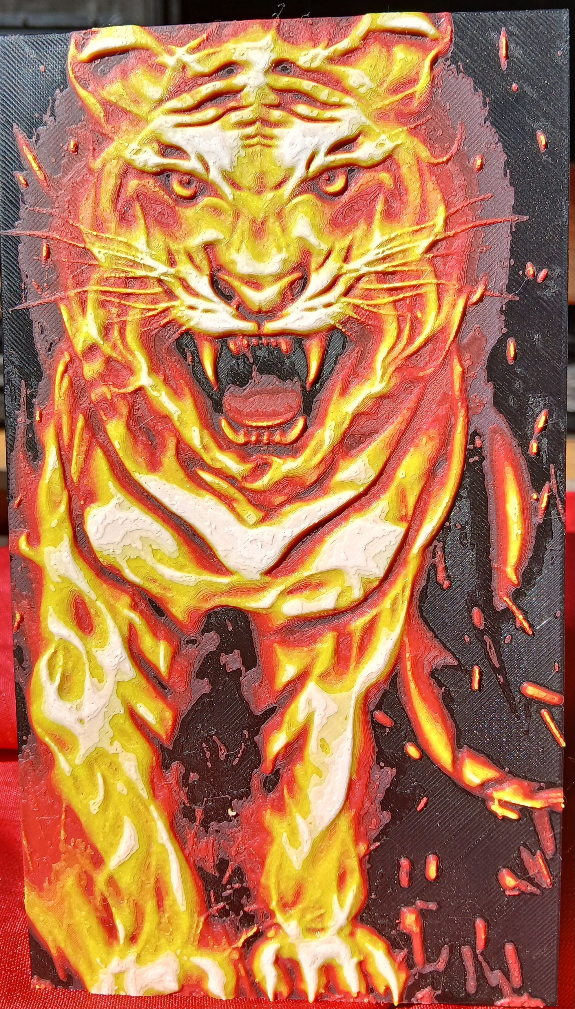 3D Flaming Tiger 12 by 21 cm