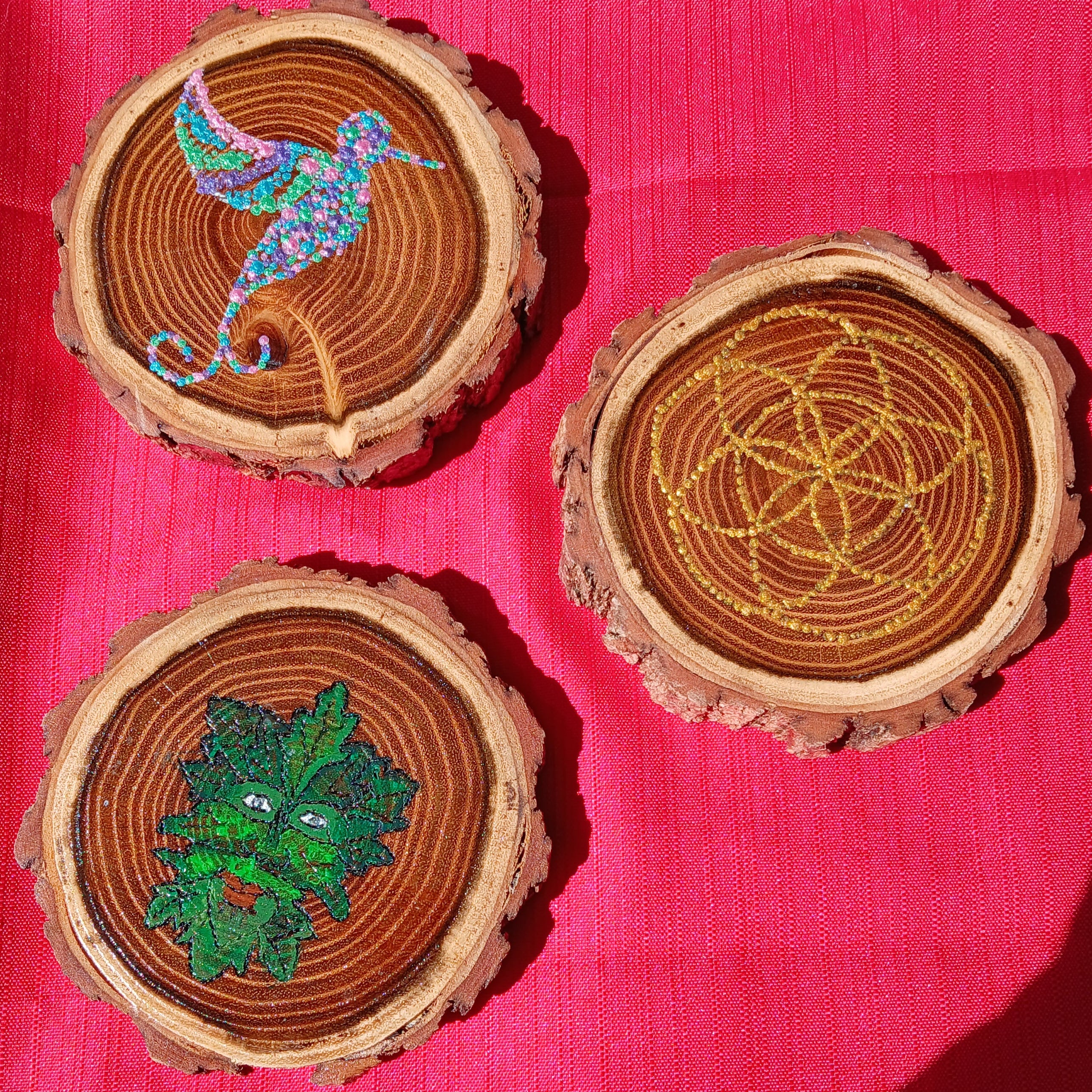 Picture of all three wood rounds for the colelction title